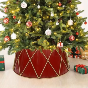 Saia Árvore de Natal de Metal com Detalhes de Corda Dourada 70x50x28cm