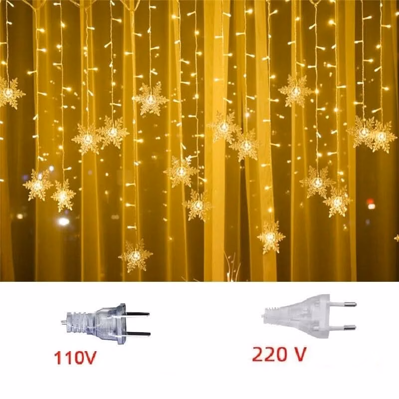 Luzes em LED Modelo Cortina Decoração de Natal Flocos de Neve - Image 6