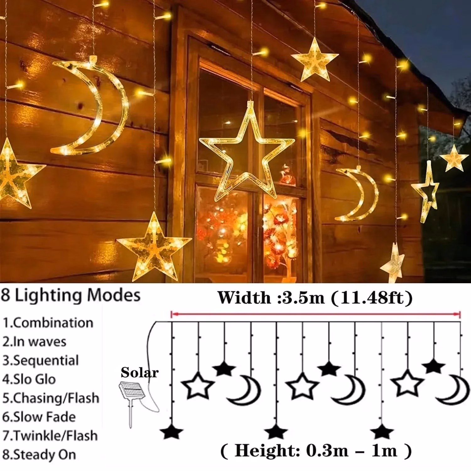 Luzes de Fada Estrela e Lua LED Solar - Encanto Natalino - Image 5