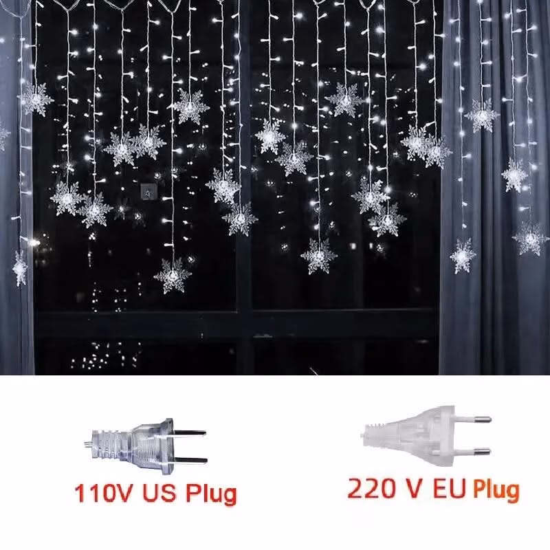 Luzes em LED Modelo Cortina Decoração de Natal Flocos de Neve - Image 7