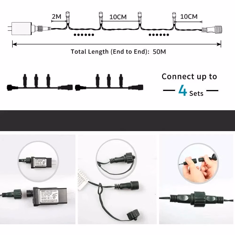 Luzes de Fada LED Impermeáveis - Magia Natalina com Controle Remoto - Image 2