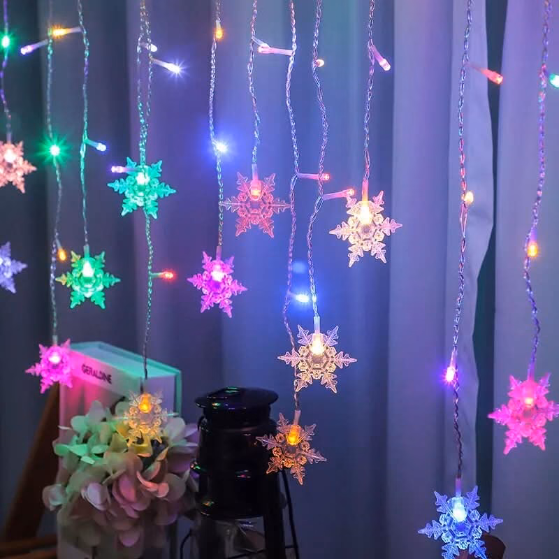 Luzes em LED Modelo Cortina Decoração de Natal Flocos de Neve - Image 2