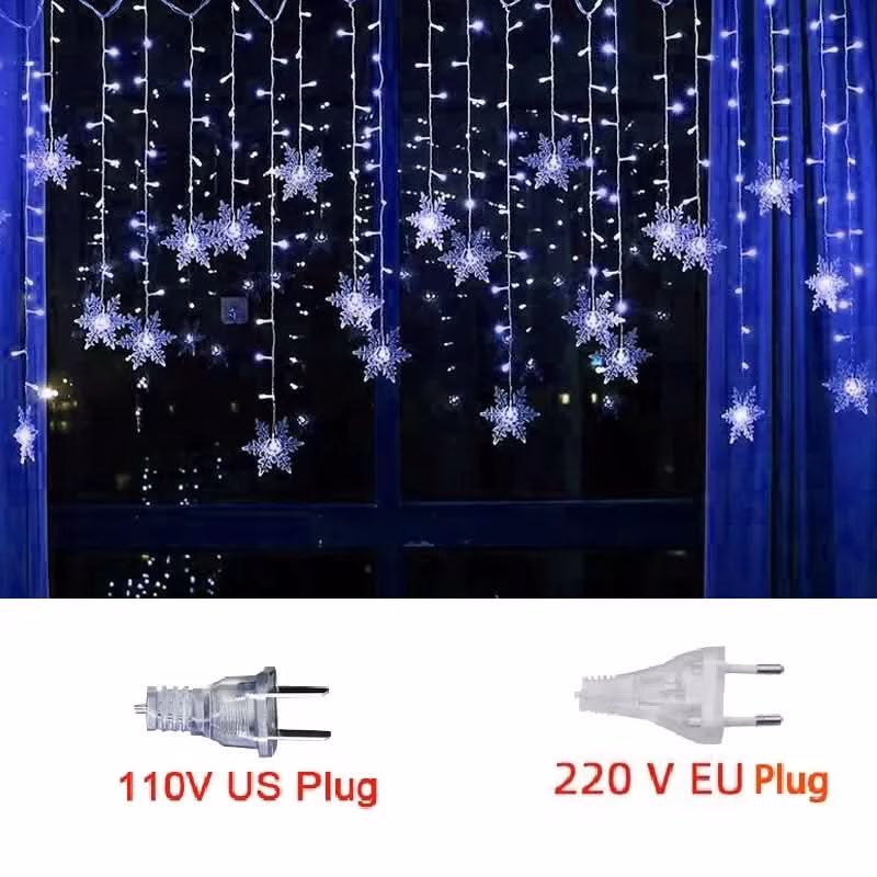 Luzes em LED Modelo Cortina Decoração de Natal Flocos de Neve - Image 9