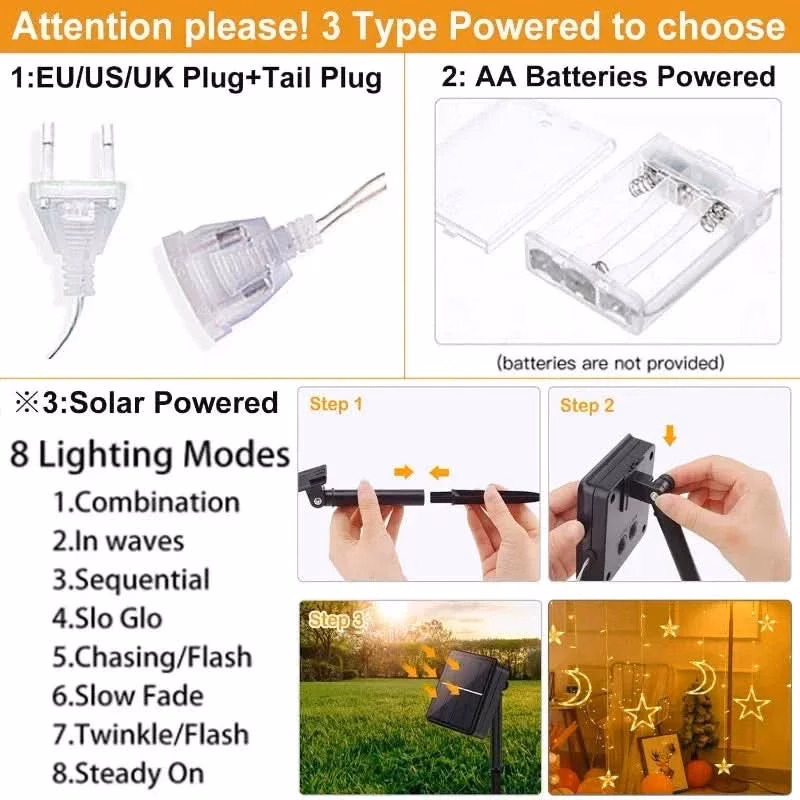 Luzes de Fada Estrela e Lua LED Solar - Encanto Natalino - Image 6