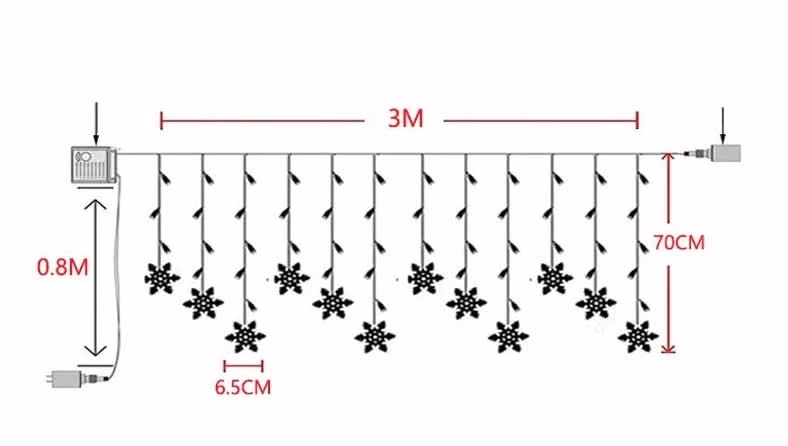 Luzes em LED Modelo Cortina Decoração de Natal Flocos de Neve - Image 4