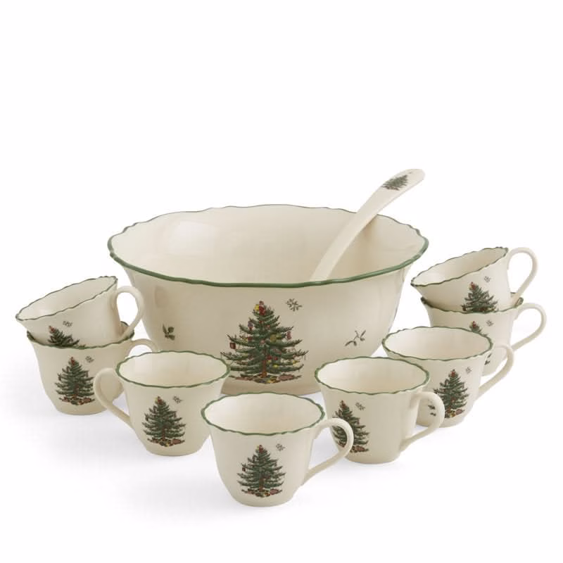 Kit 10 Peças de Porcelana - Estampa Árvore de Natal