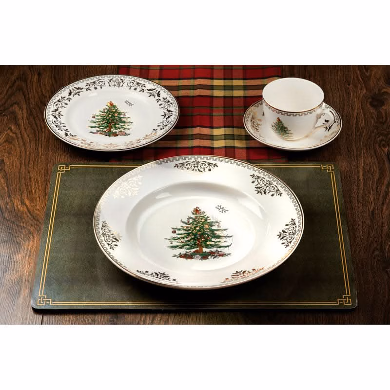 Kit 4 Peças com estampa Árvore de Natal + detalhes Dourado - Serviço para 01 Pessoa - Image 4