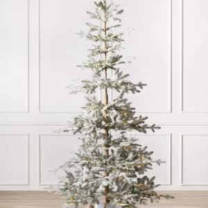 Árvore de Natal Nevada com Galhos Nevados, Suporte Metálico e Micro LEDs Embutidos