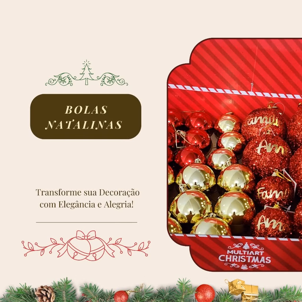 Kit 30 Bolinhas de Natal Decorações 8/6 Cm Conjunto 30 Bolas Coloridas - Image 3