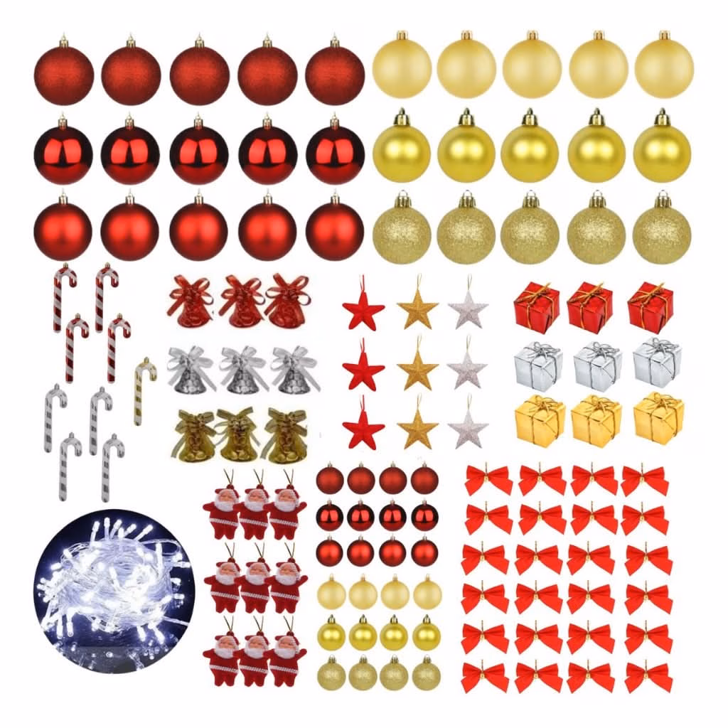 Kit 125 Enfeites Para Árvores De Natal Pendentes Bolinha Pisca Pisca Led