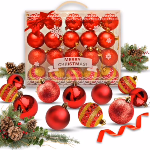 Kit 20 Bolas De Natal Grande 6cm Decorada Lisa Fosca Com Glitter