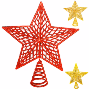 Estrela de Natal Ponteira Glitter Brilhante 20cm para Arvore Decoração