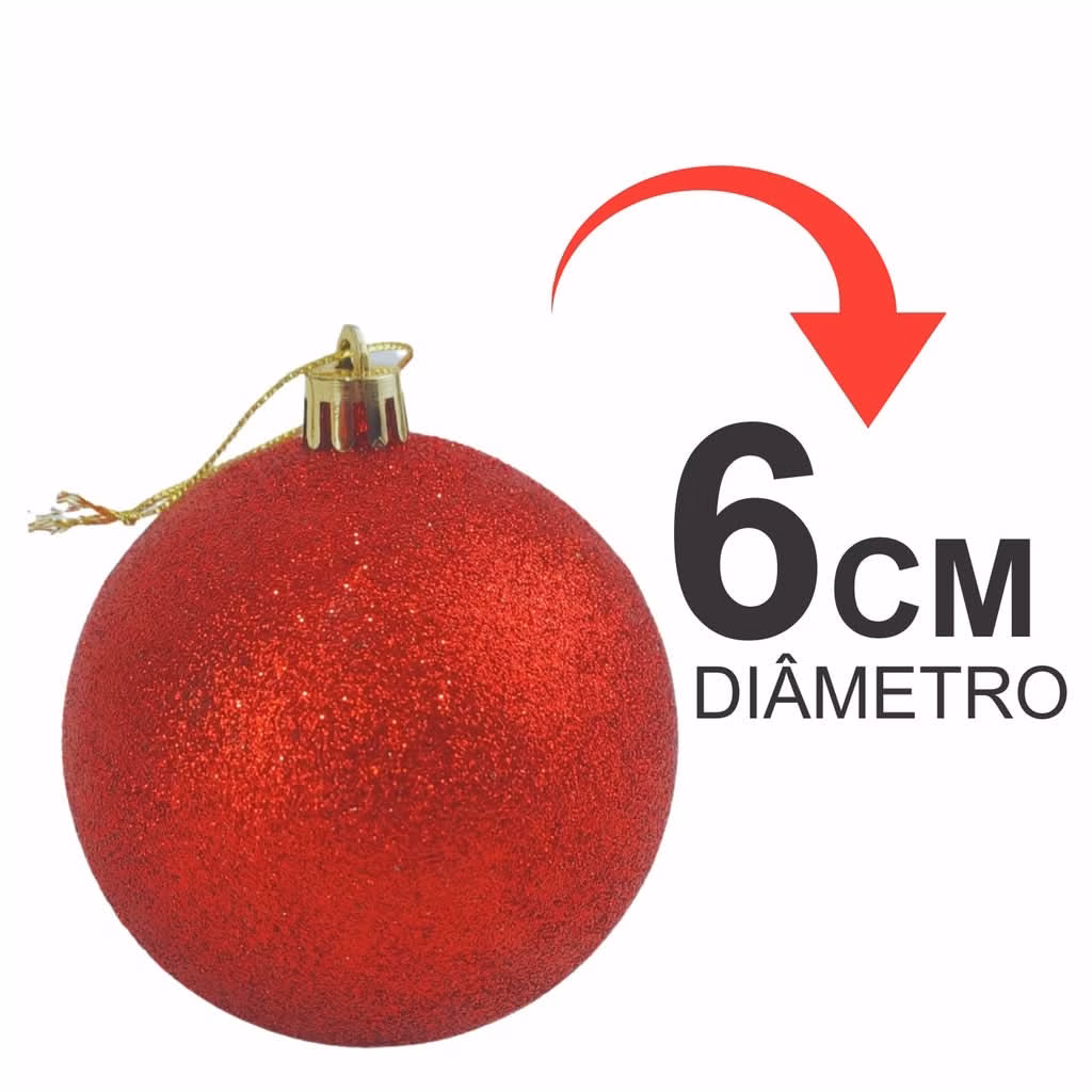 Kit 30 Bolas Enfeite de Natal Gliter Decoração Vermelho - Image 3