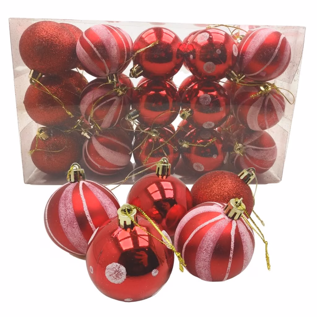 Kit 30 Bolas Enfeite de Natal Gliter Decoração Vermelho - Image 5