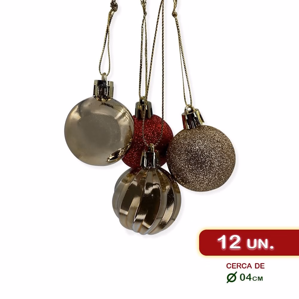 Kit Enfeites de Natal Bolas Estrela Dourado e Vermelho Completo - Image 5