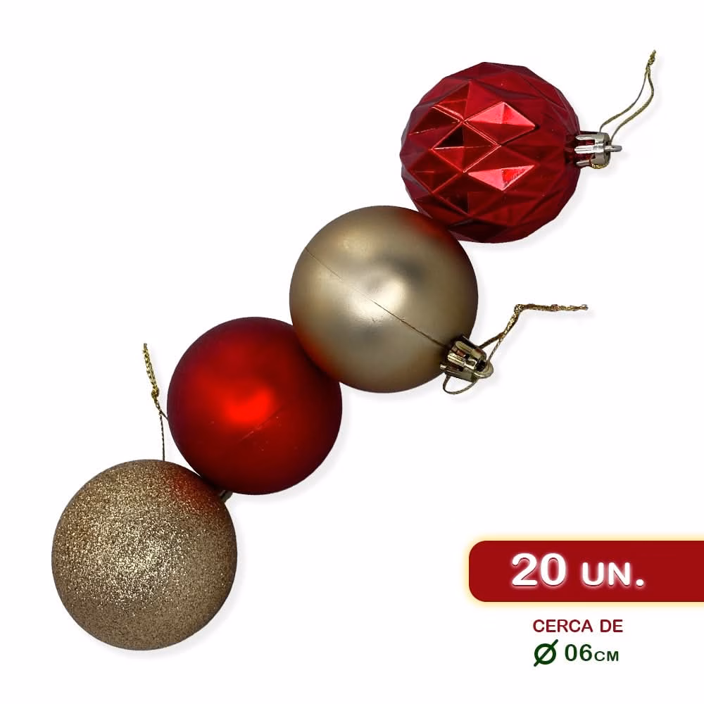 Kit Enfeites de Natal Bolas Estrela Dourado e Vermelho Completo - Image 4
