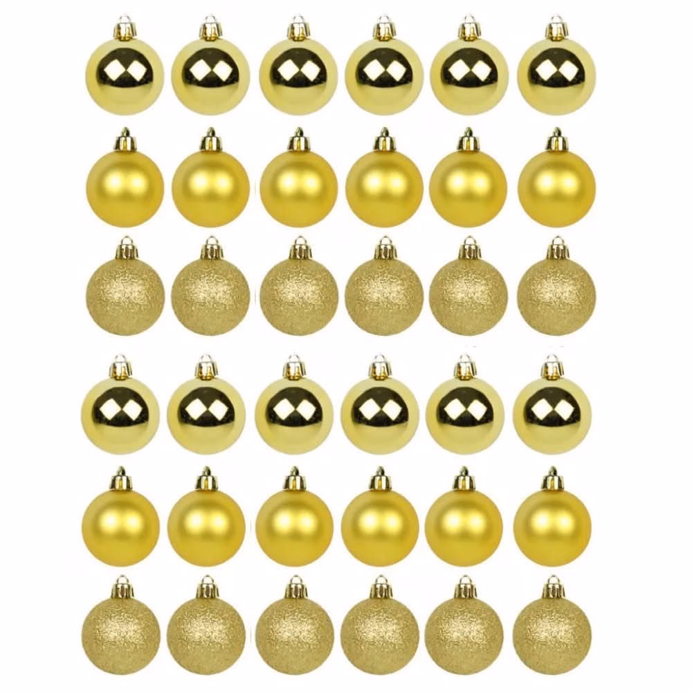 Kit 30 Bolas De Natal Mista 4cm Dourada Decoração Árvore