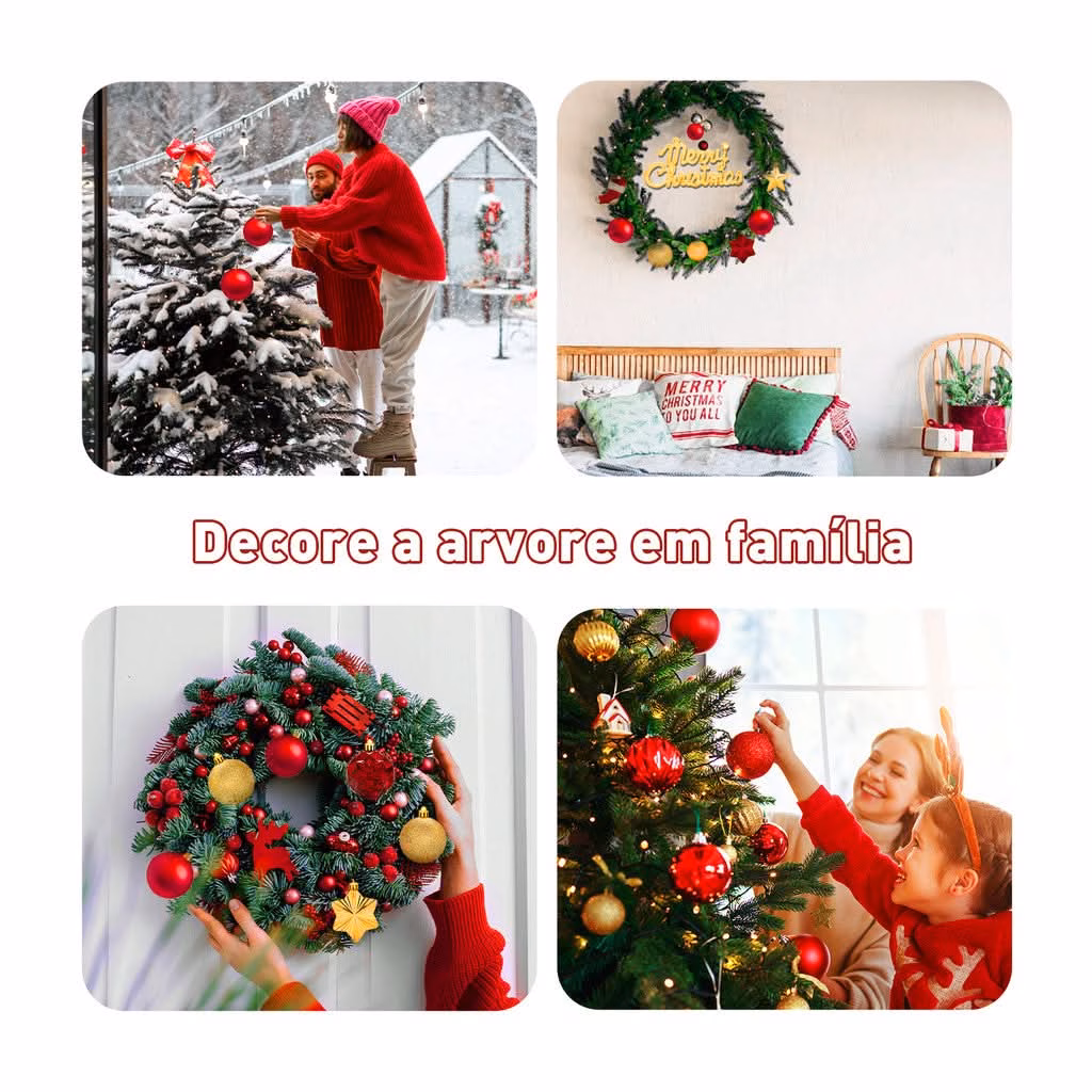 Kit 70 Bolas decoração de natal árvore pendente bolinhas enfeites natalinos casa pisca pisca led - Image 4